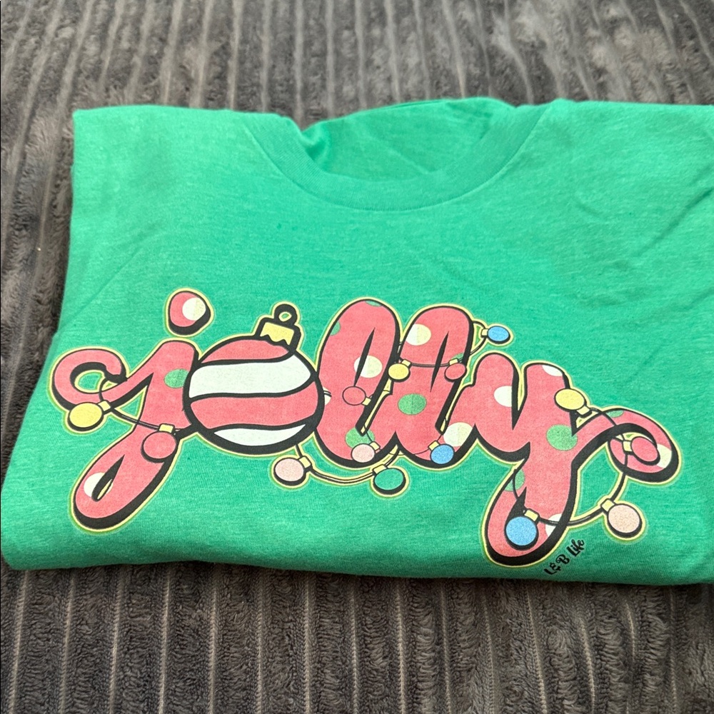 Bella Canvas Green Tee with Pink Graphic - Picture 3 of 4